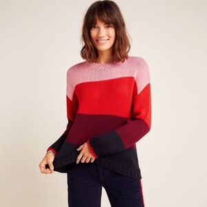 Sundry Sweater Oversized Wool Blend Chunky Striped Size 1 (Fits M/L) Pink Red